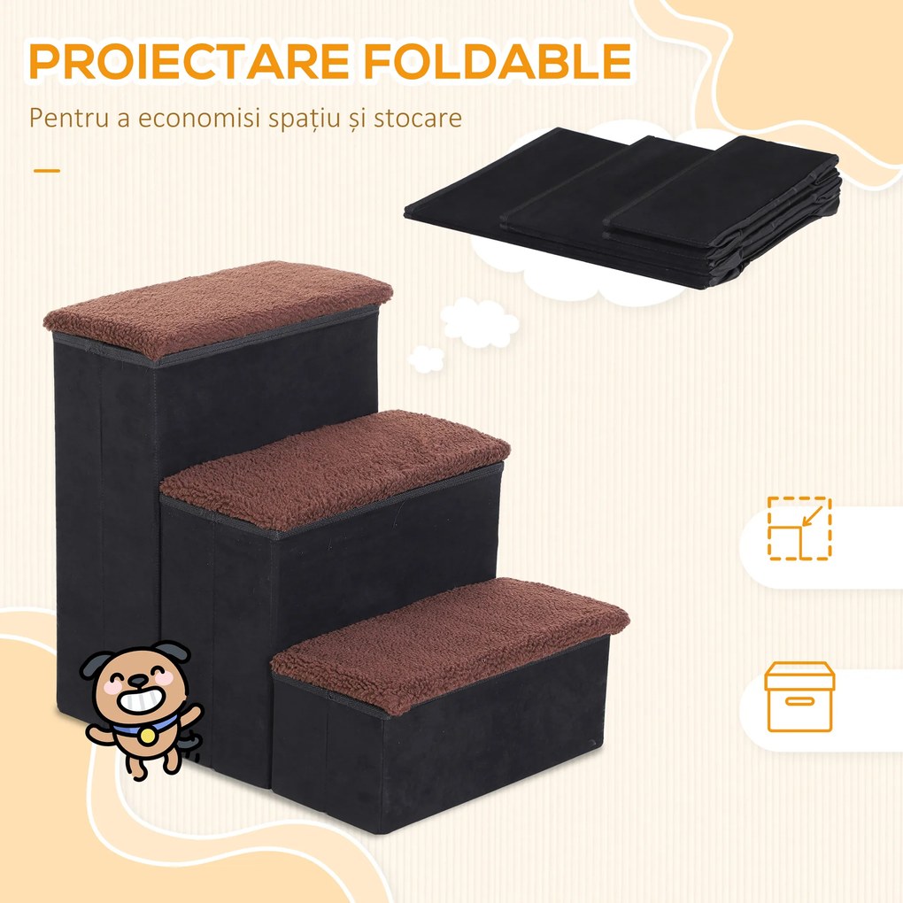 Scara captusita PawHut, cu sertare, 40x54x48cm, negru+maro | AOSOM RO