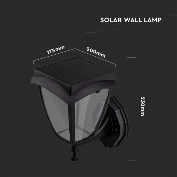Lampă solară de perete LED/2W/3,7V 3000/6000K IP65 2200 mAh neagră