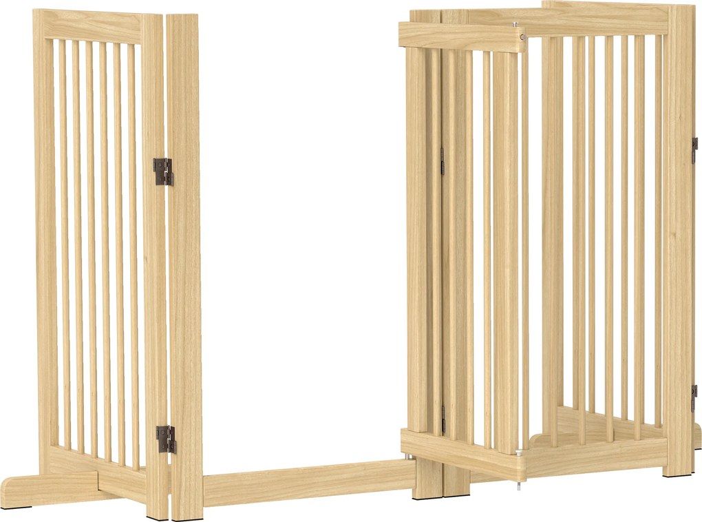 PawHut Poartă pentru câini, independentă, pliabilă, ușă & picioare de susținere, cadru din lemn, 220x36x91cm | Aosom Romania