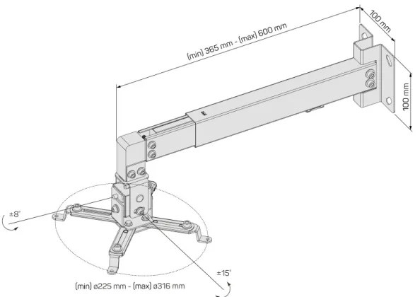 CONNECT IT CMF-7020-SL - Suport proiector perete argintiu