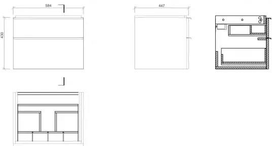 Dulap baie suspendat pentru lavoar 60 cm stejar Cersanit Metropolitan