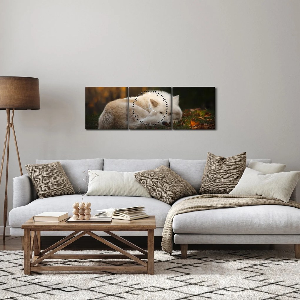 Tablou - Lupul care se odihnește (cu ceas) (90x30 cm)