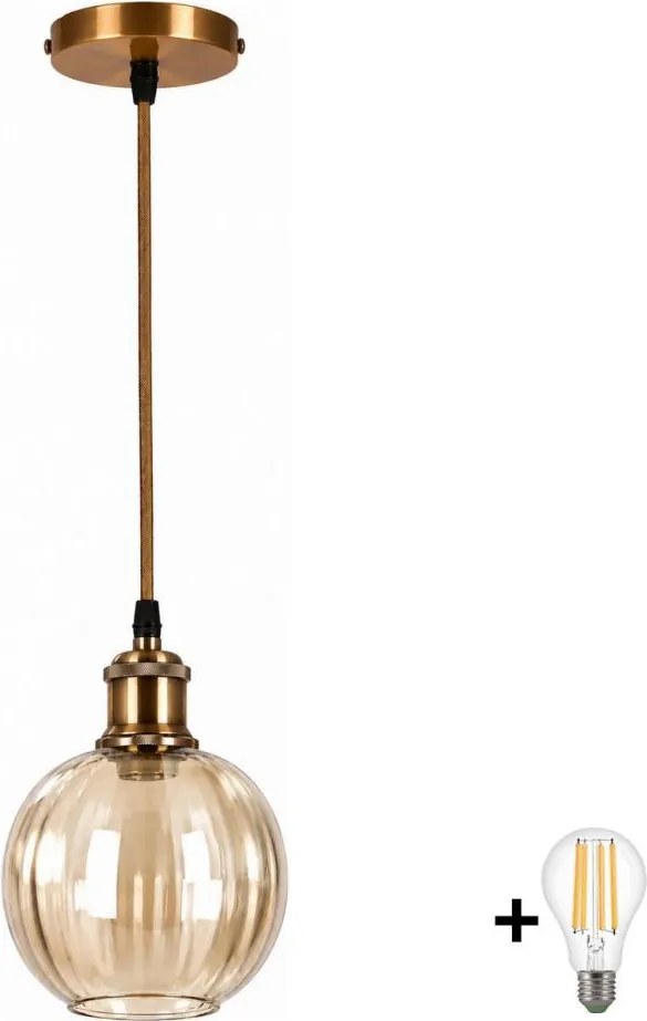 BRILAGI -LED lustra pe cablu RETRO GLASS 1xE27/60W/230V Ø 18 cm auriu/maro fumuriu