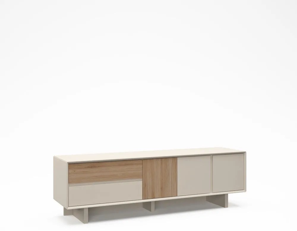 Comodă TV bej/în culoare naturală cu aspect de lemn de stejar 180x55x45 cm Carpi – Marckeric