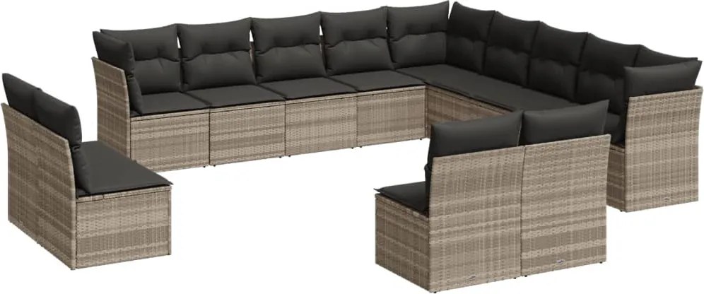 vidaXL Set canapele de grădină cu perne, 13piese gri deschis poliratan