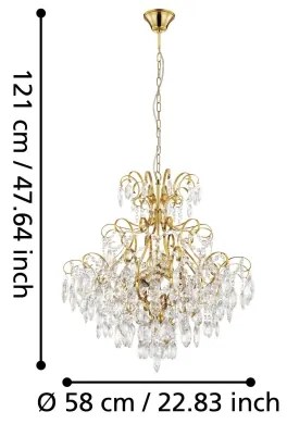 Lustră pe lanț FENOULLET 5xE14/25W/230V aurie Eglo 39605