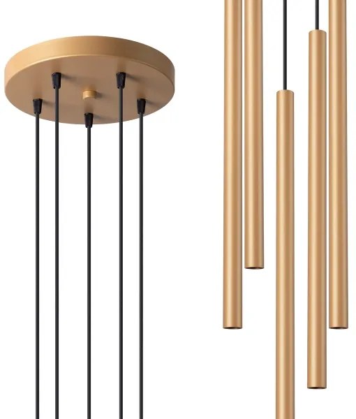 Lustră pe cablu Sollux SL.1174 PASTELO 5xG9/8W/230V auriu