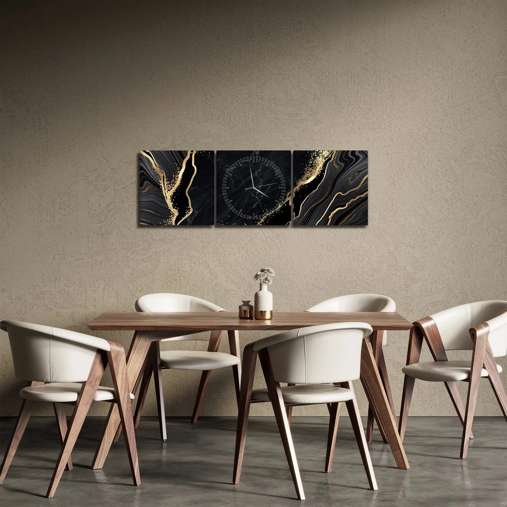 Tablou abstarcției aurii (cu ceas) (90x30 cm)