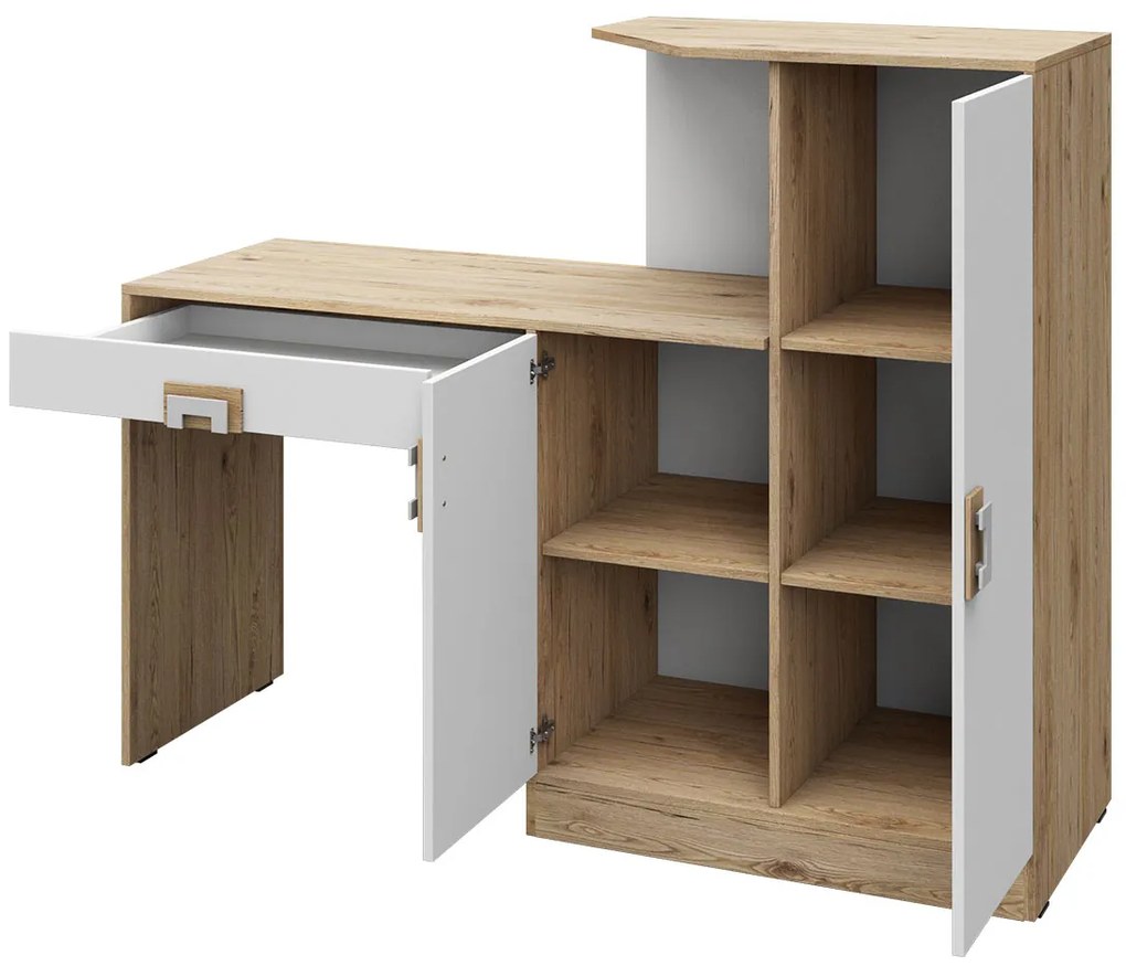 Mobilier cameră studenți Monella VI (stejar deschis + alb) . 1104469