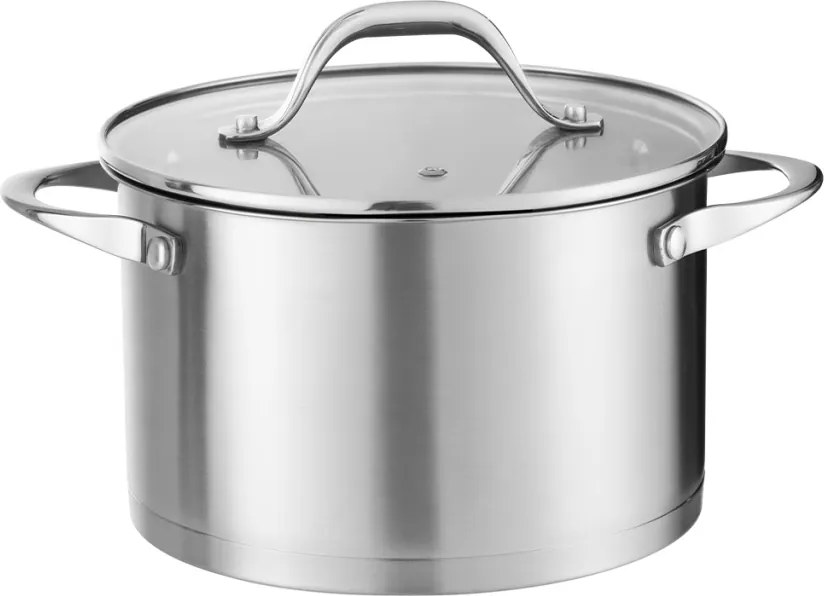 Oala din inox Zilan ZLN1351, 3L Diametru 20 cm, manere nituite, Compatibil gaz, inductie electric, Compatibil masina de spalat vase