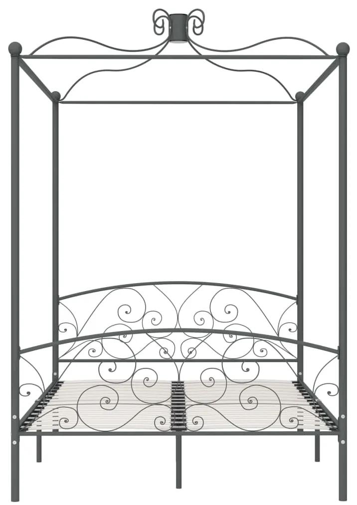 Cadru de pat cu baldachin, gri, 120 x 200 cm, metal Gri, 120 x 200 cm