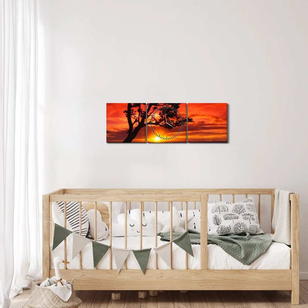 Tablou - Apus de soare (cu ceas) (90x30 cm)