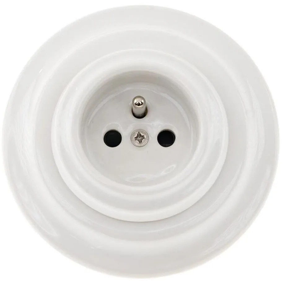 Bohemia-Design - Priză retro din porțelan pentru uz casnic, cu ramă, 250V/16A, albă