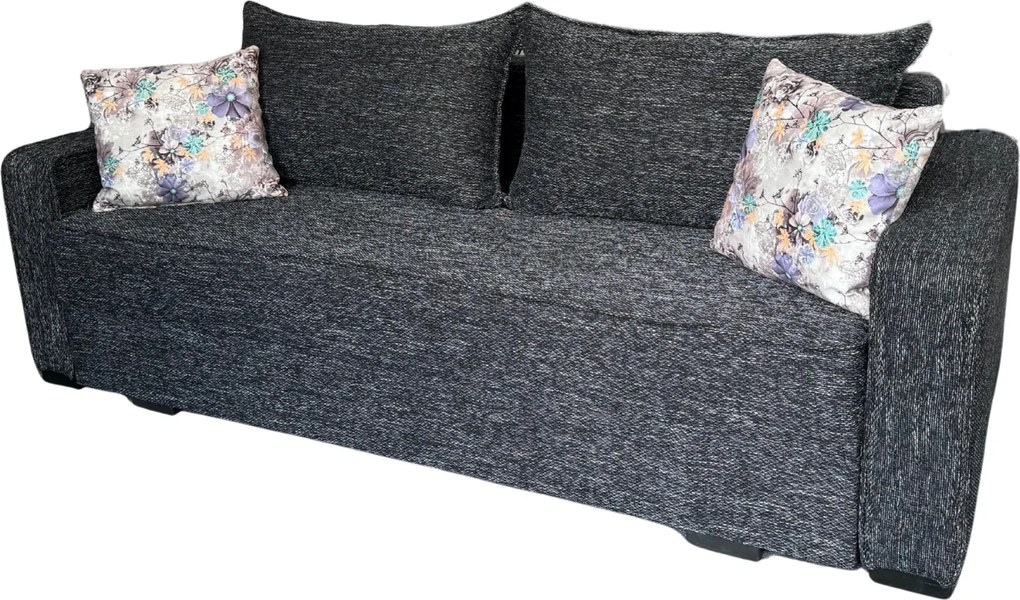 Canapea LARISA extensibila, 3 locuri, lada de depozitare, stofa gri inchis, 220x95x85 Stofa, Gri Inchis