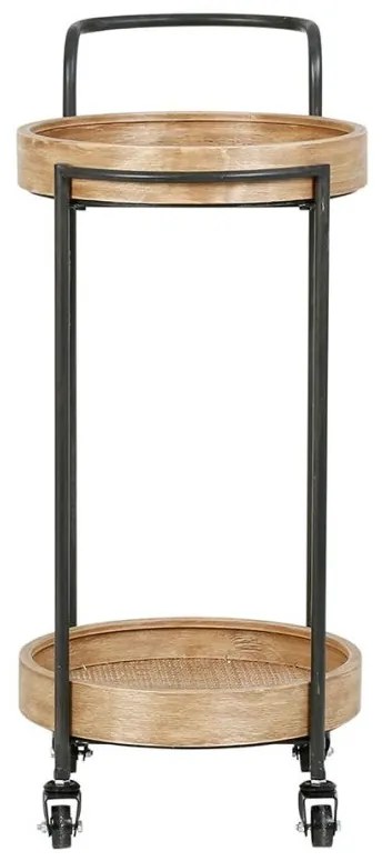 Raft organizator cu roti, din metal si MDF, 2 rafturi, Trolley