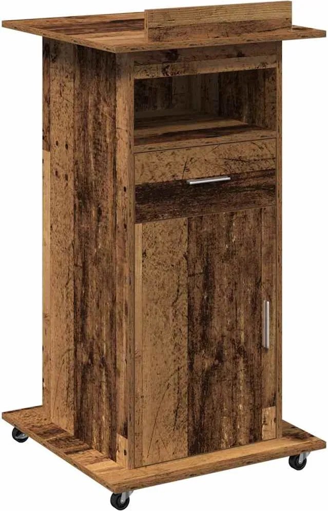 vidaXL Podium cu sertar Lemn vechi 55 x 55 x 107 cm Lemn compozit