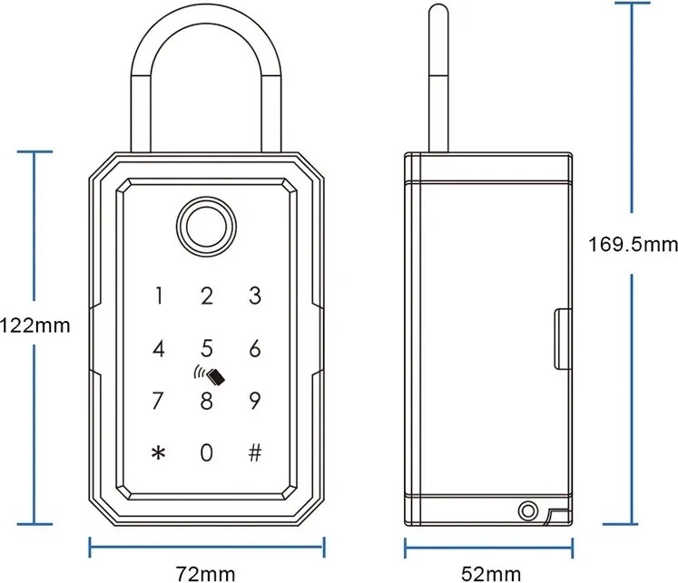 Cutie depozitare chei, Inteligenta, AMASAFE 3 Smart, Neagra, montata pe perete, Waterproof, IP65, App TT Lock, pentru Inchirieri in Regim Hotelier, Ai