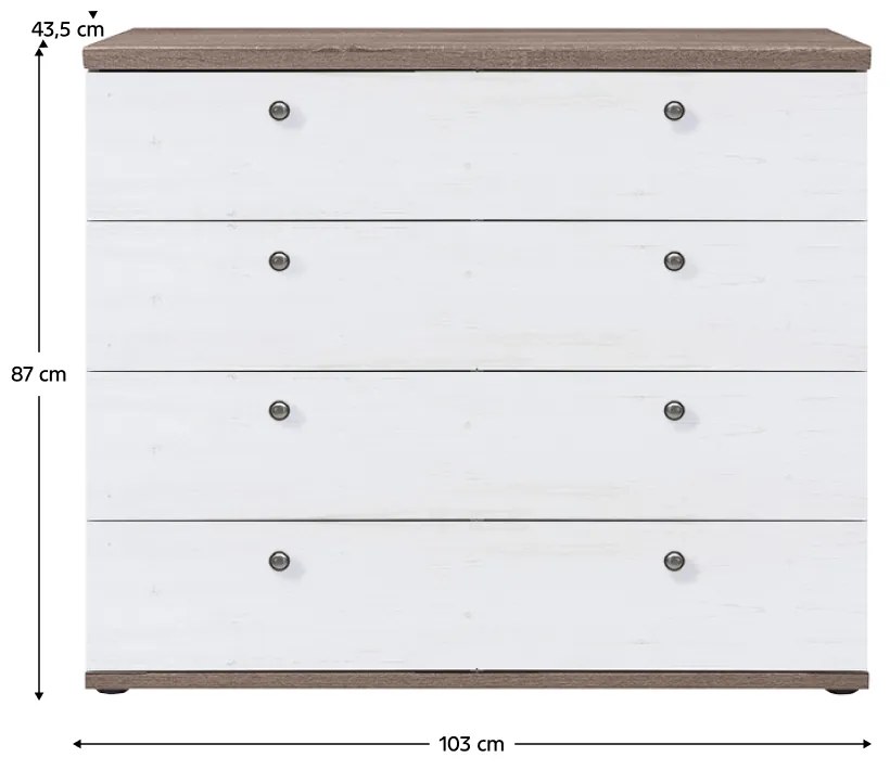 Comodă TEINA 4S, pin canyon