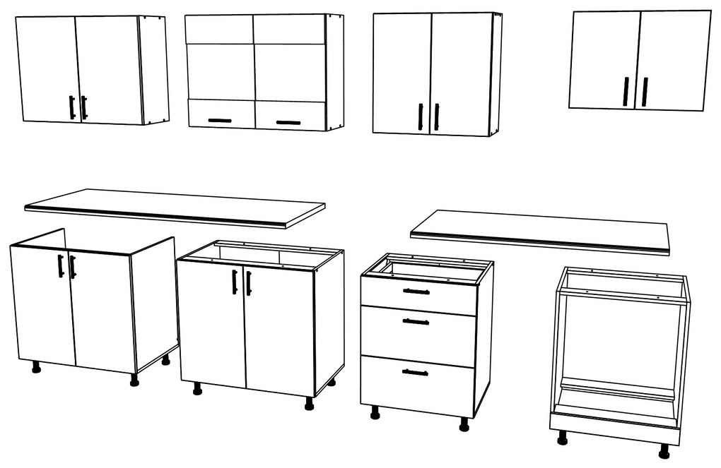 Set haaus V22, Stejar Sonoma Inchis/Alb, Blat Thermo 28 mm, L 280 cm