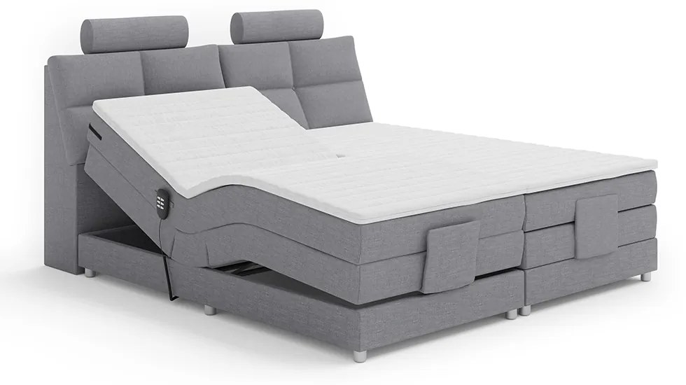 Pat electric reglabil, arcuri, gri, 160x200, POLERMA NEW