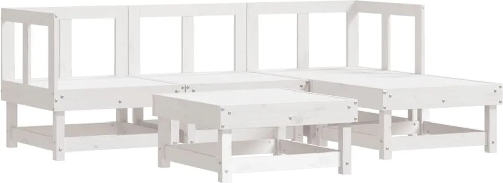vidaXL Set mobilier relaxare de grădină 5 piese alb lemn masiv de pin