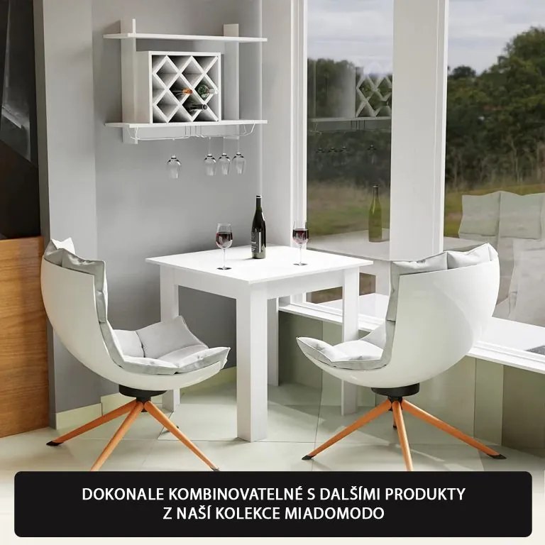 MIADOMODO masă de sufragerie pentru 4 persoane, albă, 80x80x