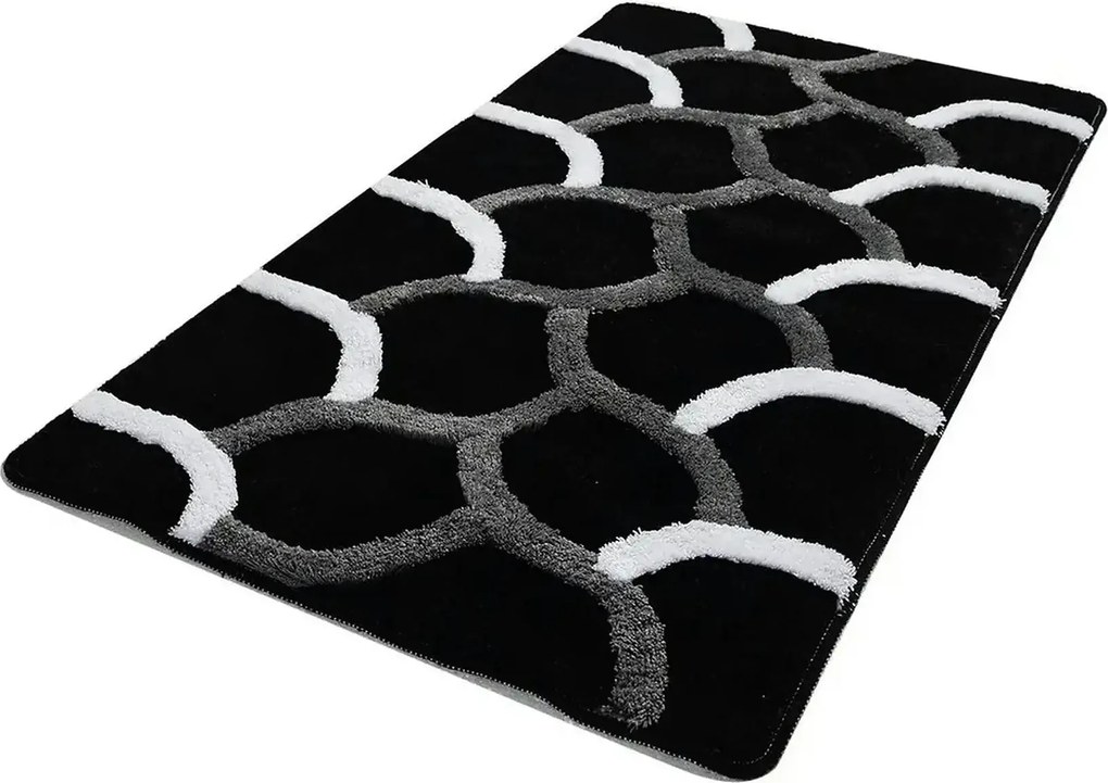 Covoras baie 359CHL1963, 70x120 cm, forma dreptunghiulara, acril, negr