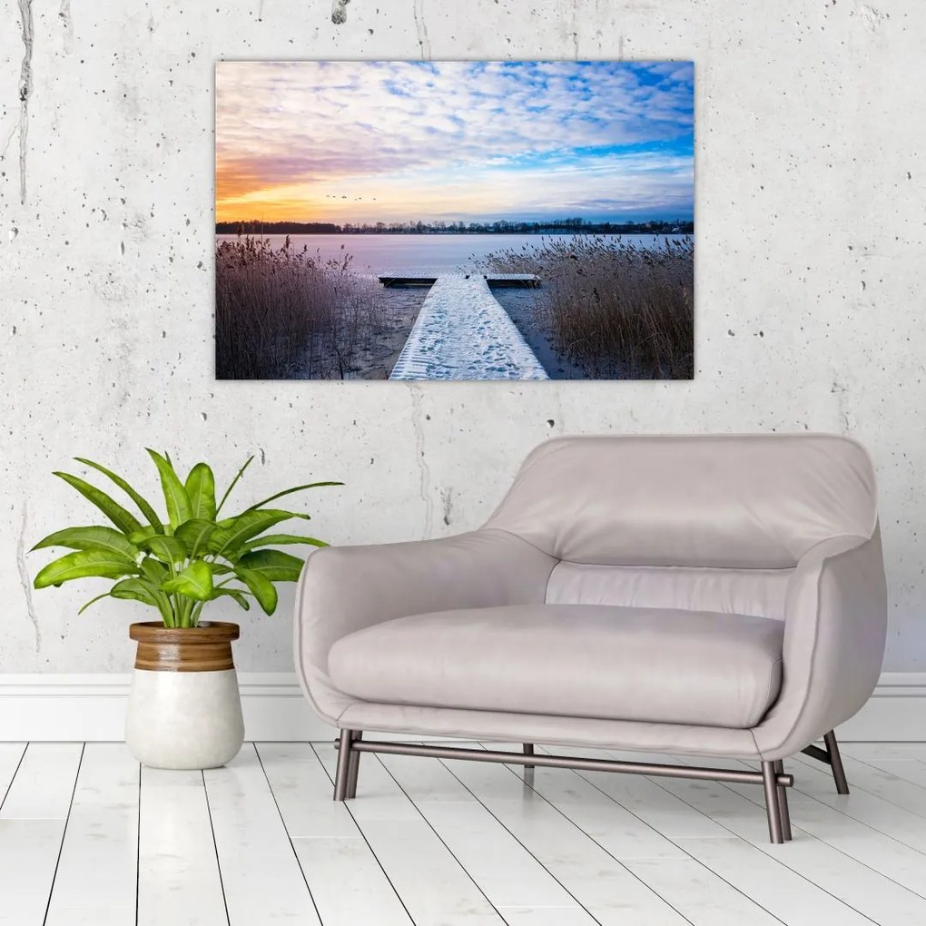Tablou - Lac înghețat, Ełk, Mazury, Polonia (90x60 cm)