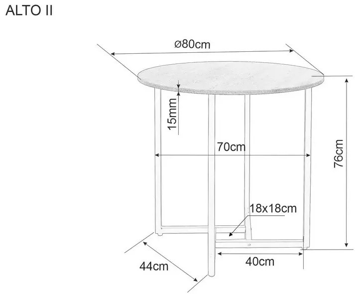 Masa rotunda Alto II stejar/negru ø80/h76 cm