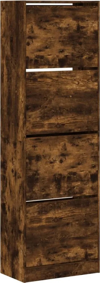 vidaXL Pantofar cu 4 sertare rabatabile, stejar fumuriu, 60x34x187,5cm