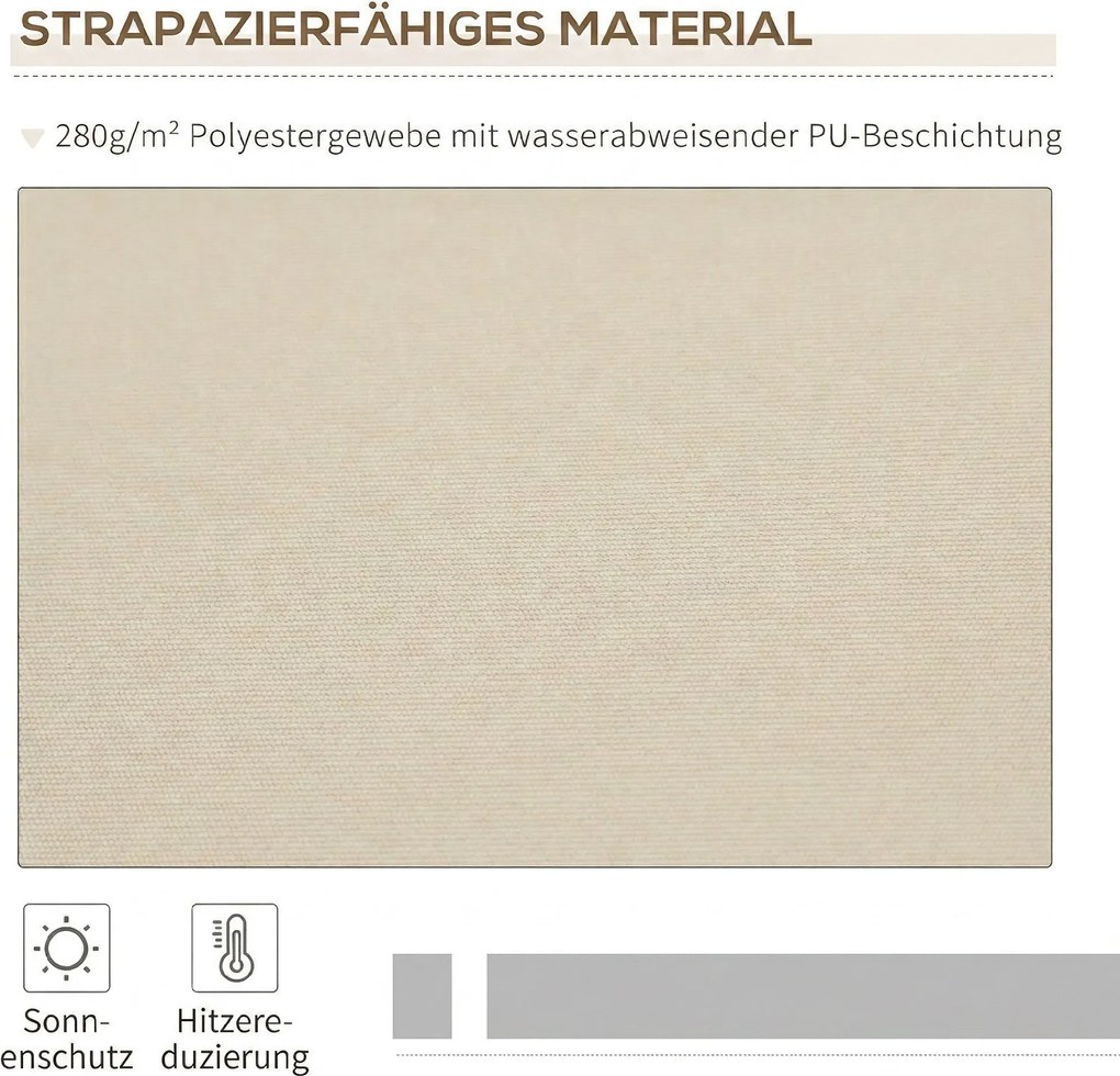 Outsunny Copertină Rabatabilă Exterior, Copertină Extensibilă, Copertină Tip Roll-Up cu Deschidere Manivelă, 350x250 cm, Crem | Aosom Romania
