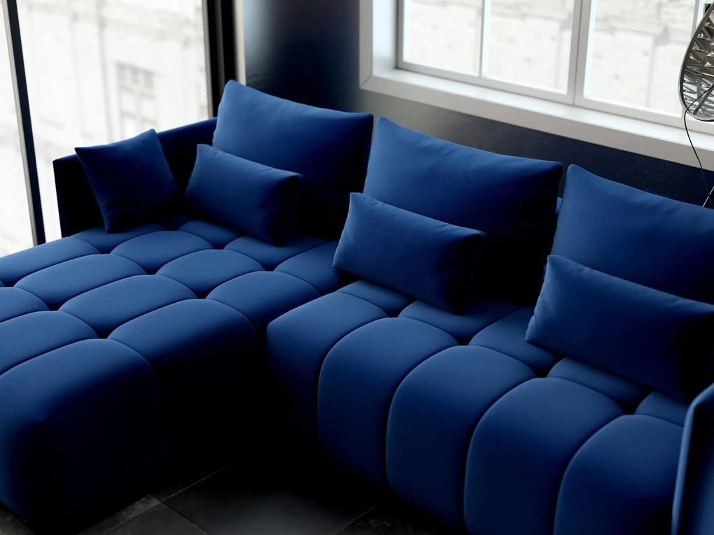 Colțar extensibil dumonde cu ladă de depozitare si sezut confortabil din spuma high-density, Malta Royal Blue 235x185 cm