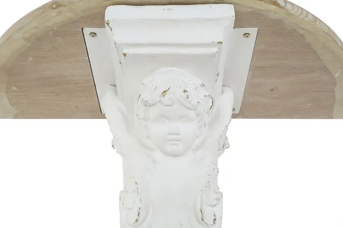 Consola suspendata, alba, cu blat din lemn, Cherub