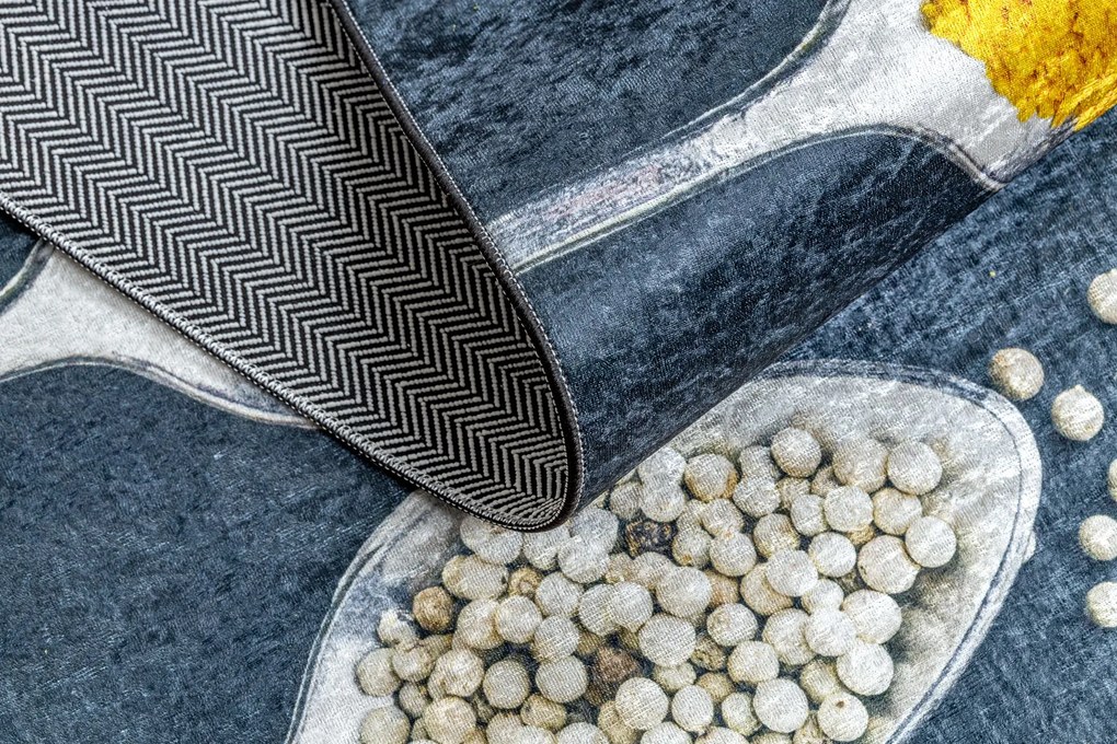 ANDRE 42760 covor lavabil linguri, condimente bucatarie, anti-alunecare - gri / verde