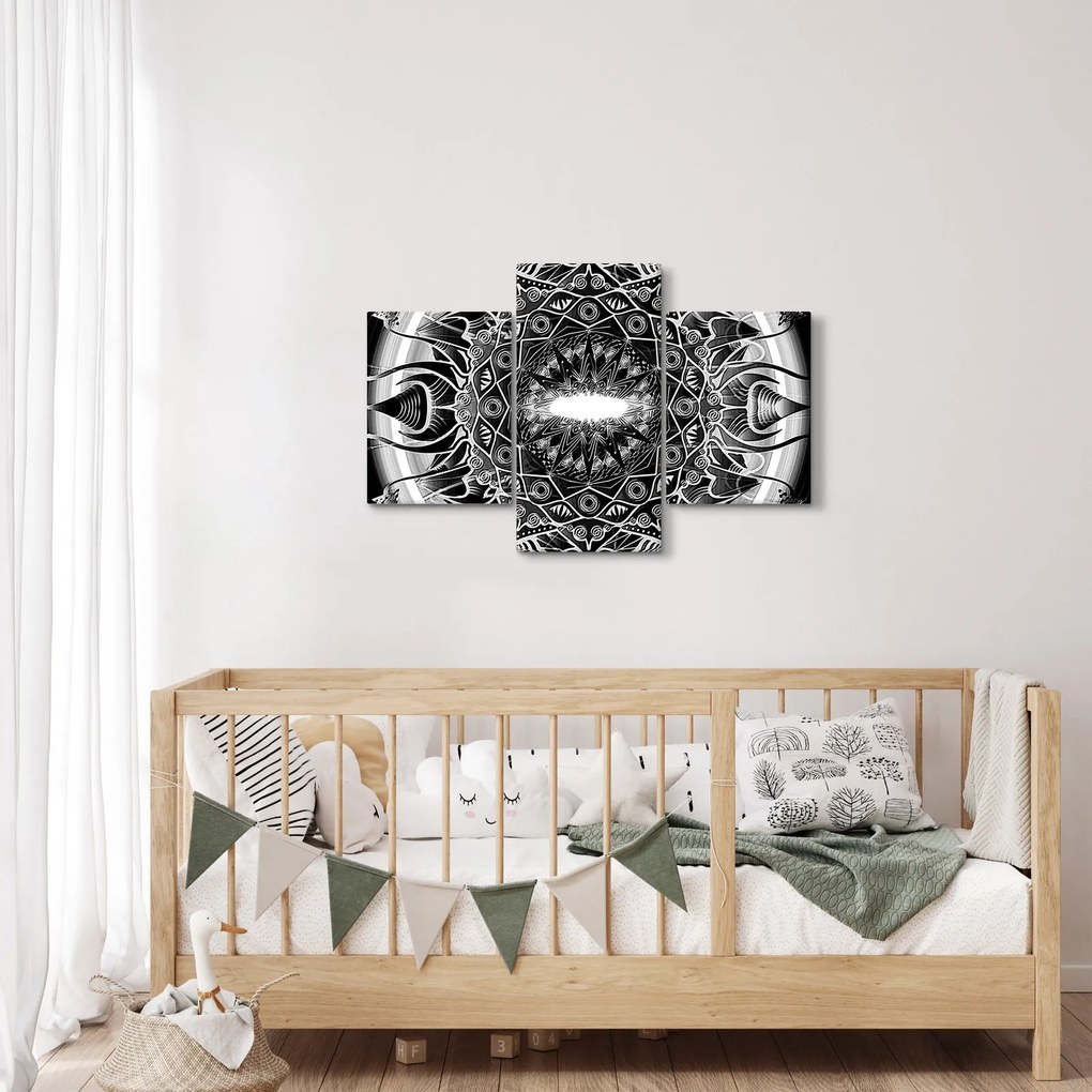 Tablou cu ornamente alb negre (90x60 cm)