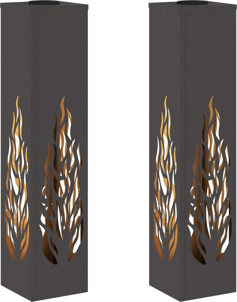 vidaXL Lumină LED Solară pentru Alei 2 pcs Negru Oțel laminat la rece