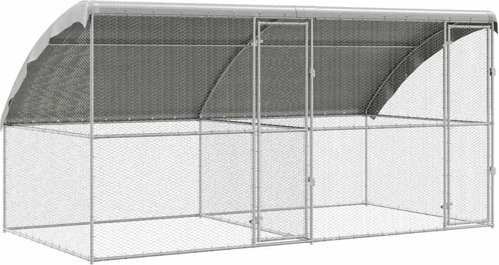 vidaXL Cușcă pentru pui 2 pcs Argintiu 400 x 200 x 198,5 cm