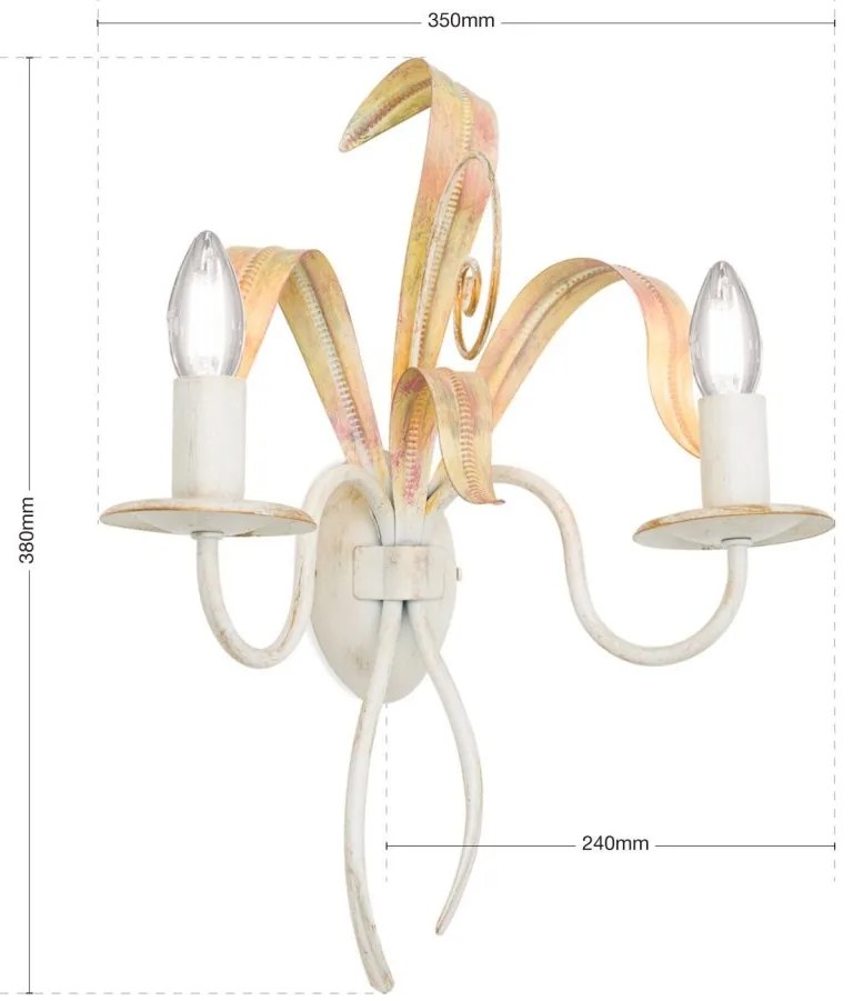 Aplica de perete design rustic cu 2 brate Tuna WA 2-1130/2 Elfenbein OR