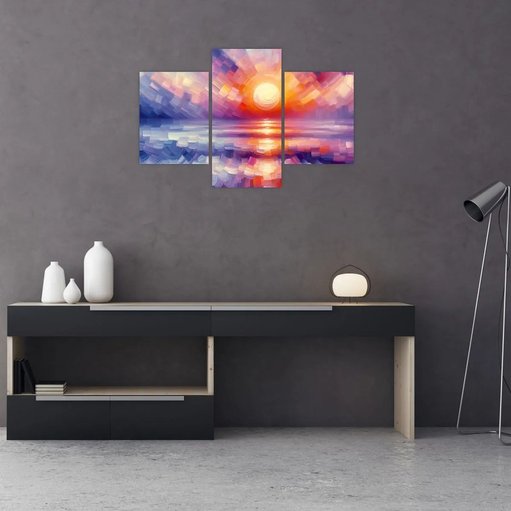 Tablou - Apus de soare artistic colorat (90x60 cm)