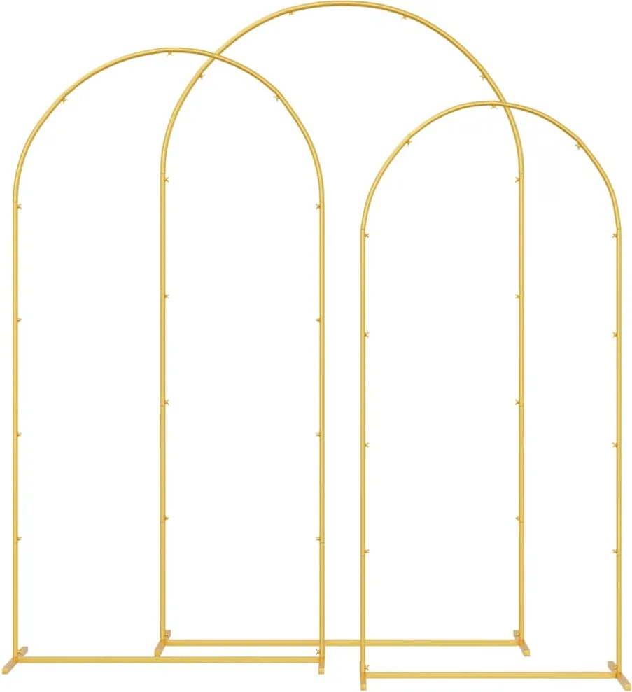 vidaXL Arc de nuntă 3 pcs Auriu Oțel