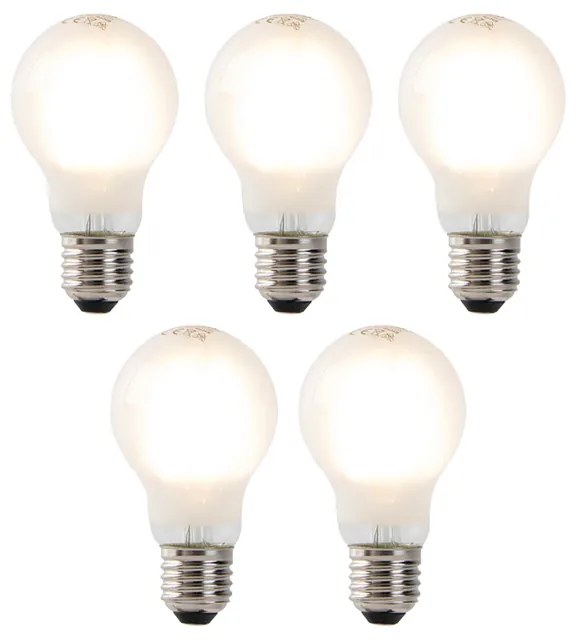 Set de 5 becuri LED cu filament E27 A60 sticlă mată 4W 450lm 2700K