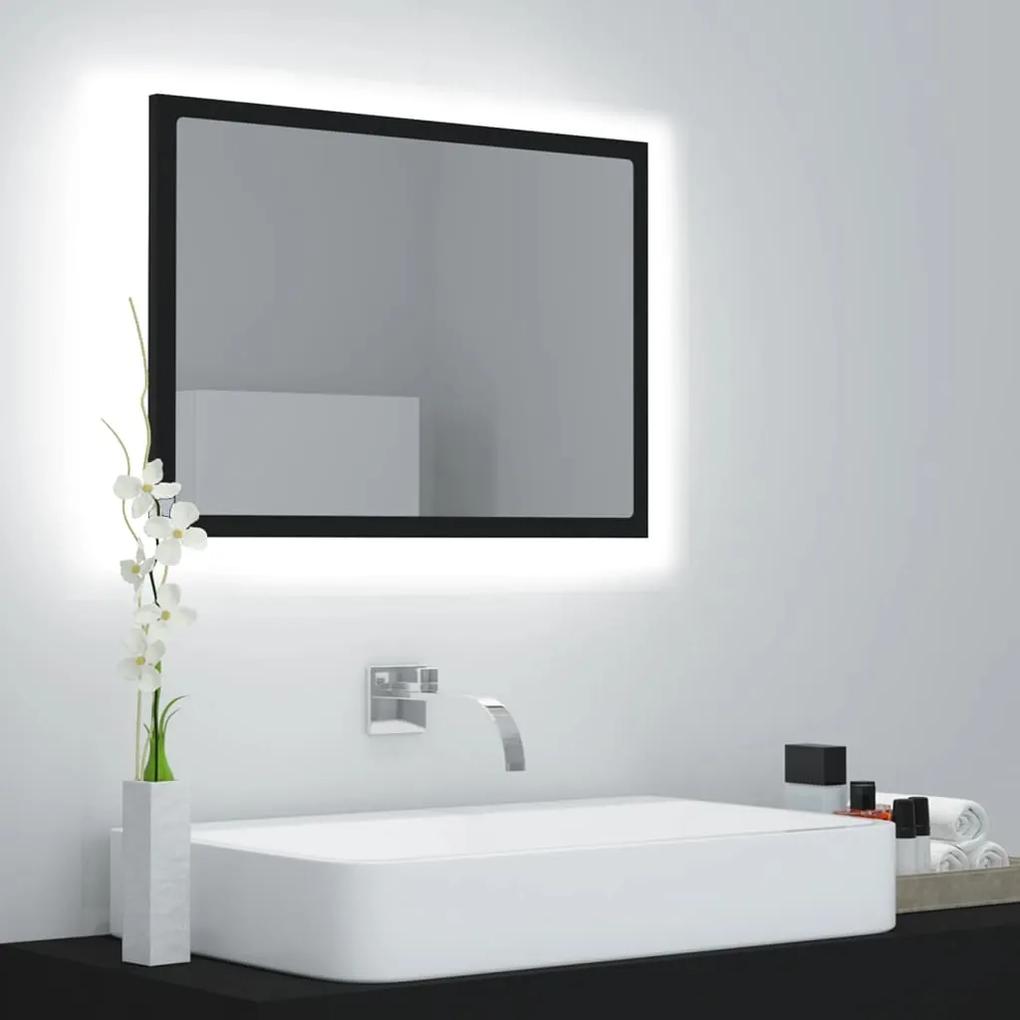 Oglinda de baie cu LED, negru, 60x8,5x37 cm, acril