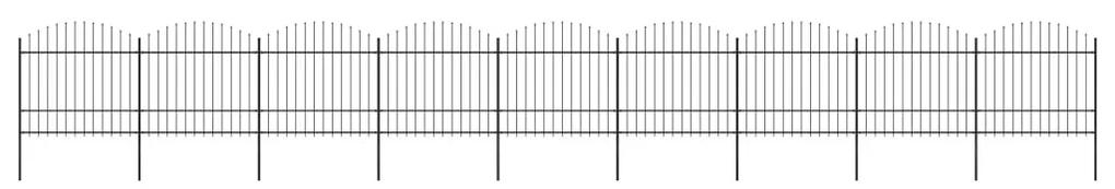 Gard de gradina cu varf sulita, negru, (1,5-1,75)x15,3 m otel 1, 150-175 cm, 15.3 m
