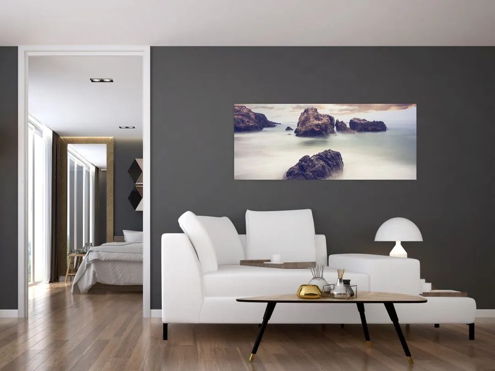 Tablou cu stânci în ceață (120x50 cm)