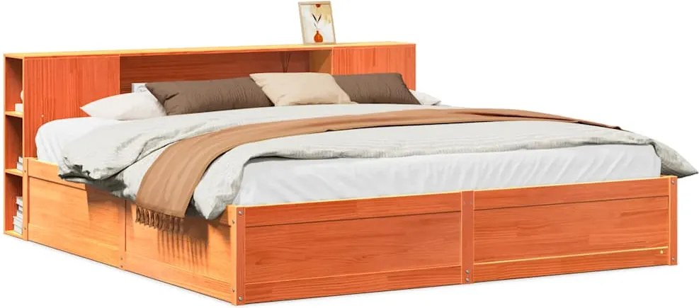 vidaXL Cadru de pat fără saltea, maro ceruit 180x200 cm lemn masiv pin