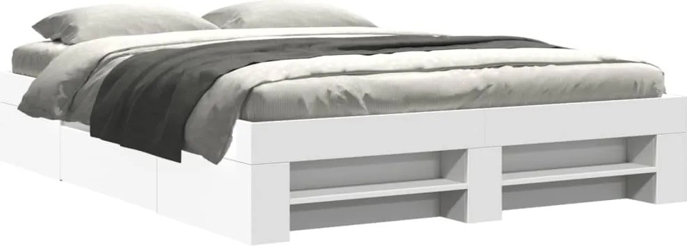 vidaXL Cadru de pat, alb, 150x200 cm, lemn prelucrat