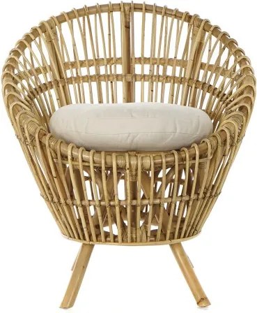 Fotoliu de exterior, natur, din rattan, cu perna detasabila, Elowen