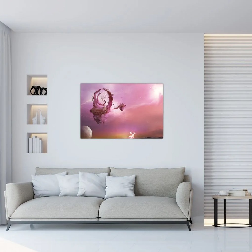 Tablou - Zână pe o insulă plutitoare (90x60 cm)