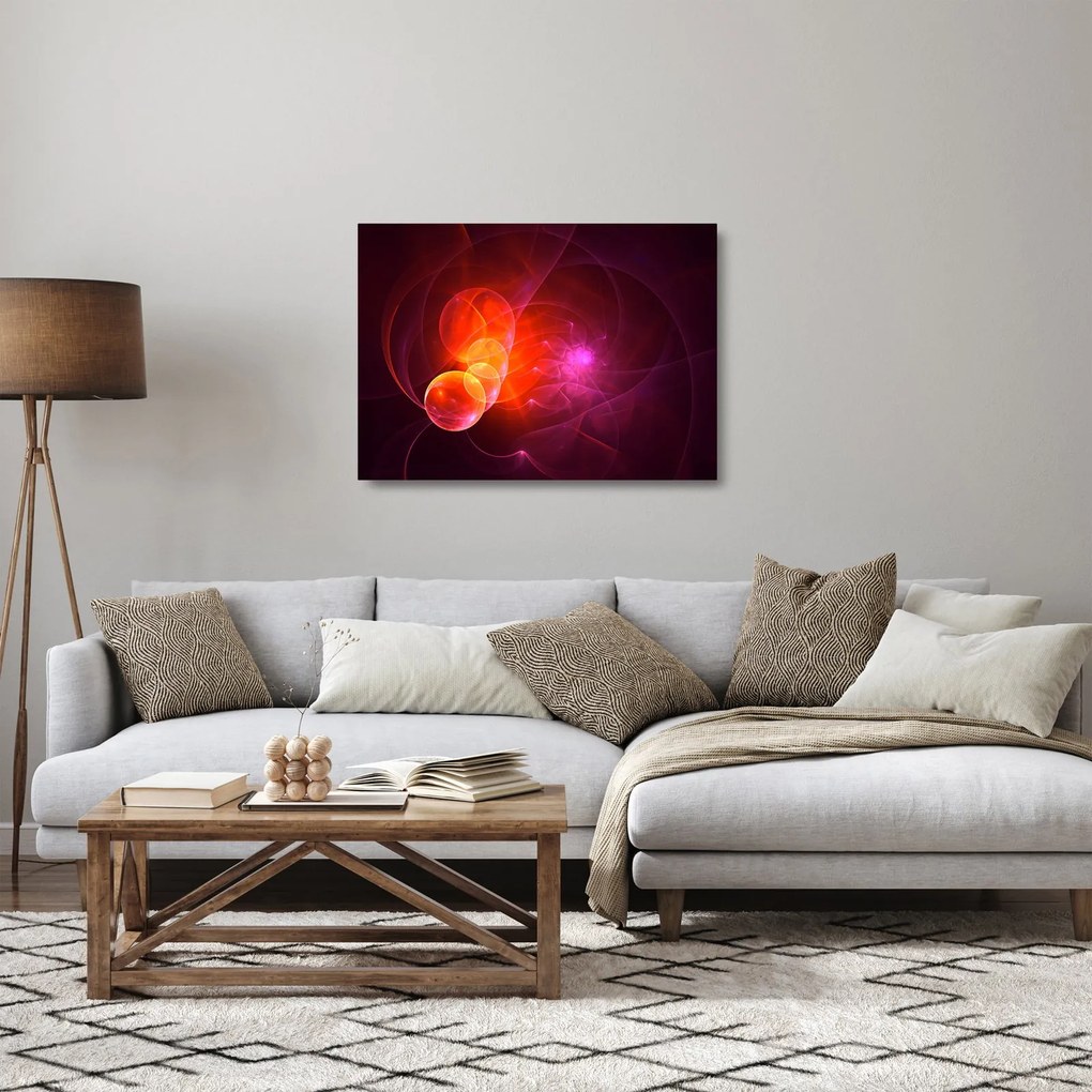 Tablou pe sticlă modern cu abstracțiune roz (70x50 cm)