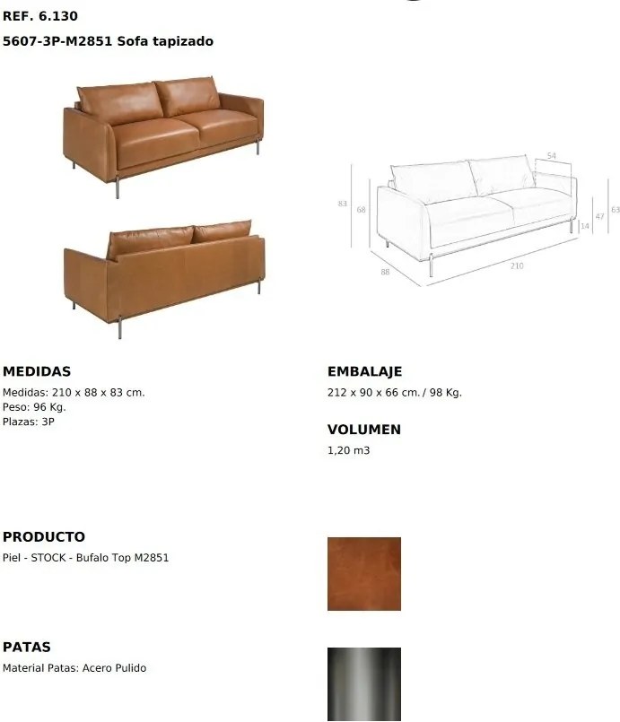 Canapea 3 locuri eleganta, design LUX Buffalo brown